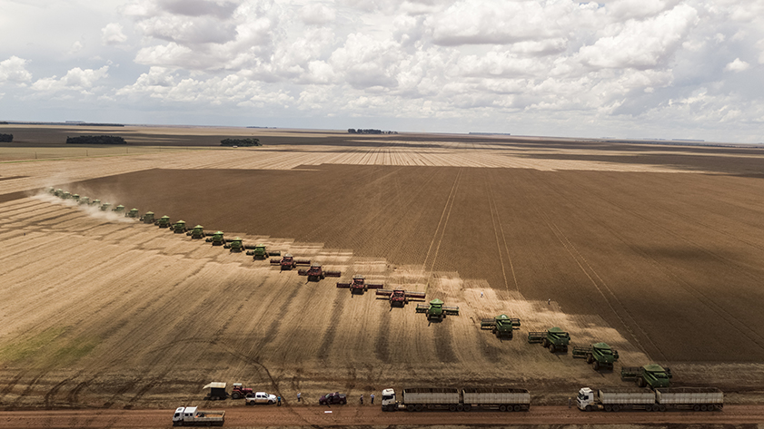 Industriële soja-oogst voor de export in de Braziliaanse deelstaat Mato Grosso