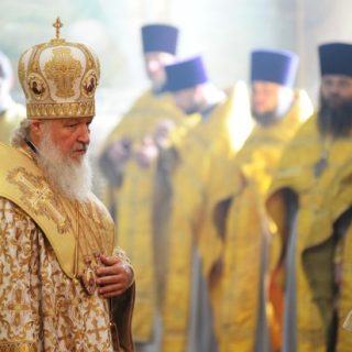 Patriarch van Moskou, Kirill, hoofd van de Russisch-orthodoxe kerk, maar ook patriarch van Oekraïne