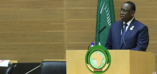 De Senegalese president Macky Sall geeft een toespraak