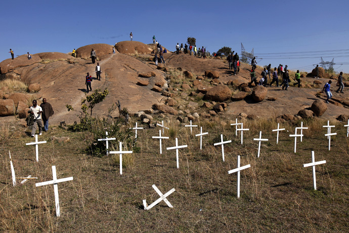 foto van de De plaats van het Marikana-bloedbad uit augustus 2012 