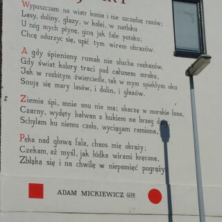Leiden werkte een ‘Poolse wandeling in Leiden’ uit die de wandelaar onder andere met het muurgedicht ‘Bajdary’ van Adam Mickiewicz confronteert