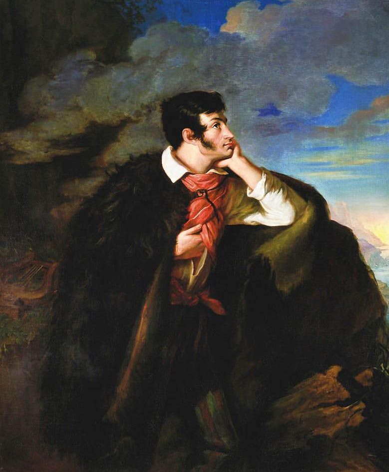 Een romantisch schilderij van Adam Mickiewicz door Walenty Wańkowicz (1828), Nationaal Museum Warschau.