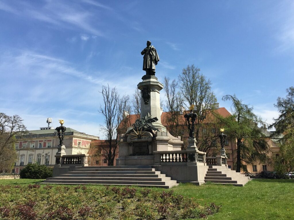Adam Mickiewicz-monument in Warschau.