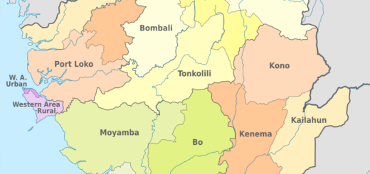 [kaartje] De diverse regio’s van Sierra Leone.