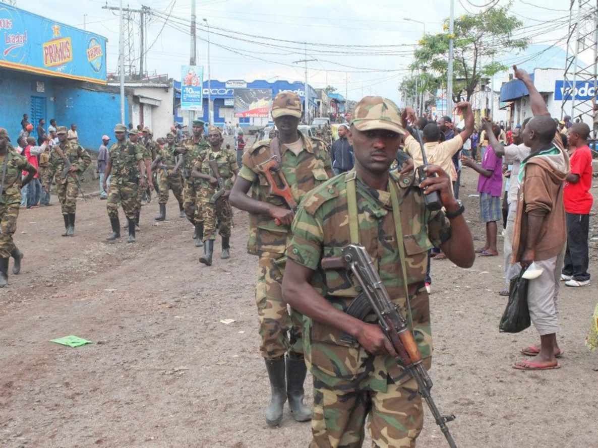 Strijders van de M23-rebellengroep in Goma in november 2012.